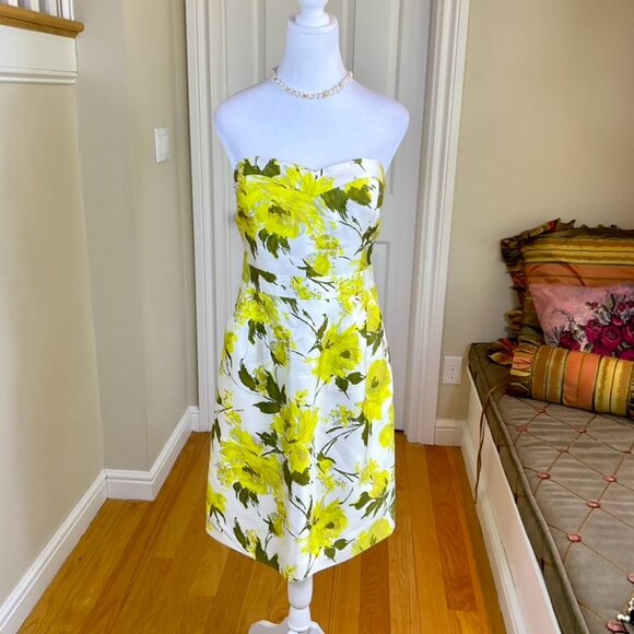 kate spade Dresses & Skirts - Kate Spade Dress Wedding Belles Silk Cotton Strapless Yellow Floral (8)
